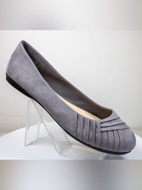 AE Women's Casual Round Toe Ballet Flat Shoes Women's Grey Fabric Shoes Size 8